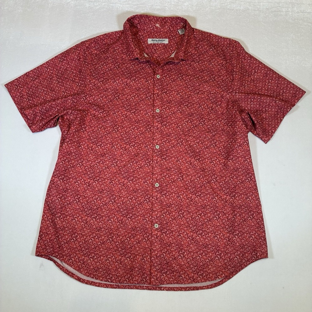 Tommy Bahama Island Zone Hawaiian Shirt Mens X Large Red Stretch Button Up - Picture 3 of 7